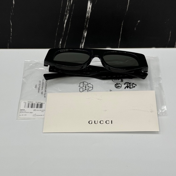 NEW GG1771S 001 GUCCI BLACK GREY GEOMETRIC WOMEN GUCCI SUNGLASSES - Picture 13 of 14